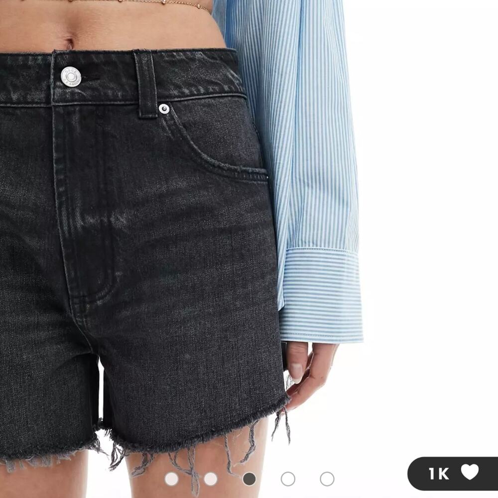 Asos Design Tall never worn black denim shorts cutoff fray Size 10 Tall